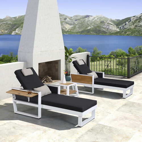 Современный садовый шезлонг - YORK - Higold - из Sunbrella® / из тикового дерева / из алюминия