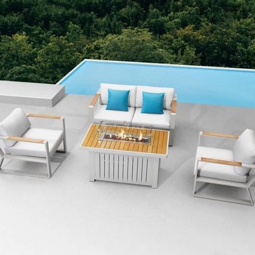 Современный журнальный столик - EXEE PRO - Higold - из тикового дерева / с основанием из алюминия / прямоугольный