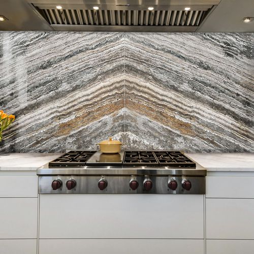 Плита из камня из мрамора - SILVER TRAVERTINE - MOSCHOU SA Marmi Graniti - для напольной поверхности / настенная / полированная