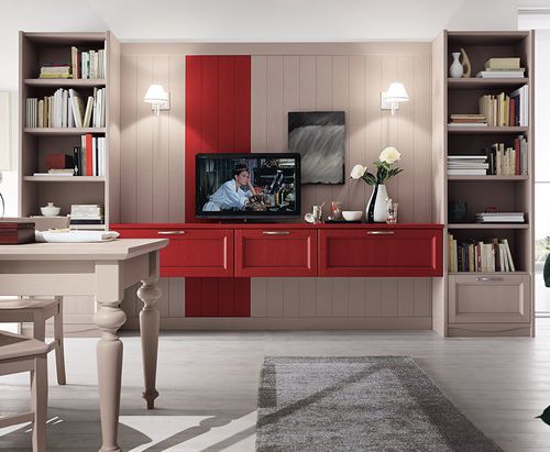 Современный настенный комплект для ТВ - TORTORA E AMARENA - Callesella - из лакированной древесины