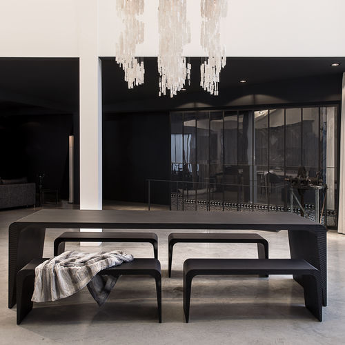 Современный комплект стол-лавки - AMEZA - R&J Luxe Furniture - из стали / для сада / для террасы