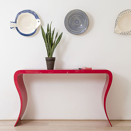 Современный стол-консоль - BELLA - R&J Luxe Furniture - из алюминия / с основанием из алюминия / прямоугольный