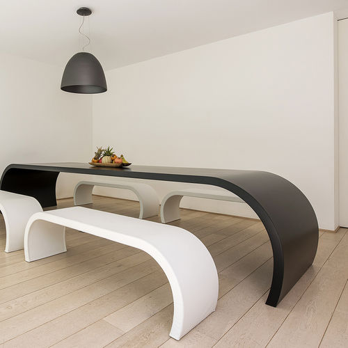 Современная скамейка - ONDA - R&J Luxe Furniture - из алюминия / из кожи