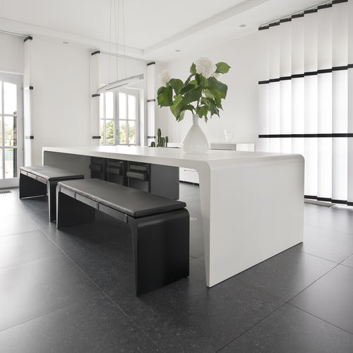 Современный обеденный стол - AMEZA - R&J Luxe Furniture - из алюминия / с основанием из алюминия / прямоугольный