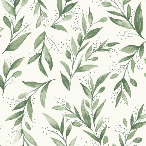 Современный обои - Olive Branch - York wallcoverings - в цветочек / имитация ткани / зеленый