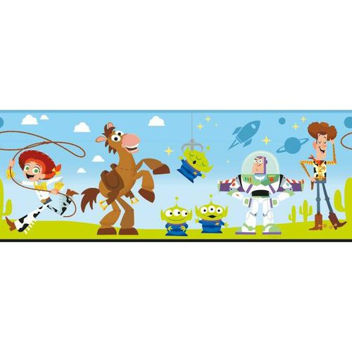Современный обойный фриз - Disney and Pixar Toy Story 4 - York wallcoverings - с детскими рисунками / синий / зеленый
