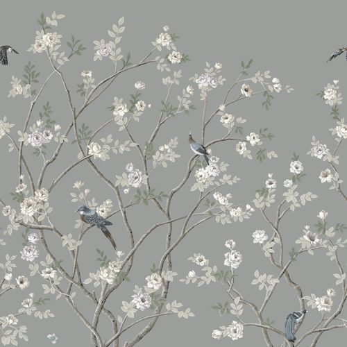 Современный обои - Lingering Garden  - York wallcoverings - из натурального волокна / в цветочек / имитация обоев