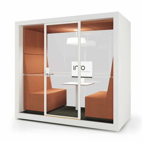 Рабочий стол POD со встроенным освещением - POD ROLL SMALL - INTO Concept - акустическая / с застекленной дверью / со встроенным светодиодным светильником