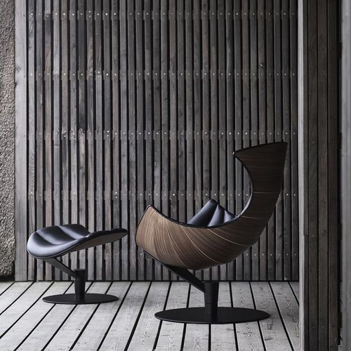 Кресло скандинавский дизайн - THE LOBSTER - Bruunmunch Furniture ApS - из кожи / из бука / из фанерованной древесины