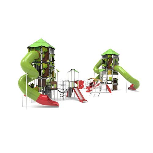 Игровой тур для игровой площадки - T-REX  - Free Kids s.c. - с горкой / с сеткой для лазанья / из дерева