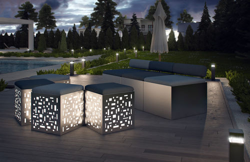 Современный табурет - outdoor living - ZEDEXPERIENCE - из стали / с подсветкой / для сада