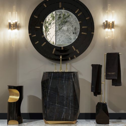 Раковина на ножке - DIAMOND FAUX MARBLE  - Maison Valentina - из стекловолокна / прямоугольная / 3 отверстия