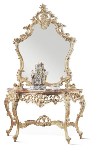 Стол-консоль новое барокко - ART. 04 - Casta Diva Interiors - из дерева / с зеркалом / для бытового использования