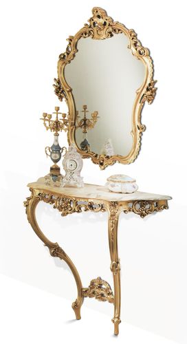 Стол-консоль новое барокко - ART. 07 - Casta Diva Interiors - из дерева / с зеркалом / для бытового использования
