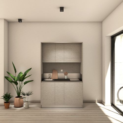 Современная мини-кухня - ARIA 139 - MiniCucine.com - компактная / из меламина / моноблочная
