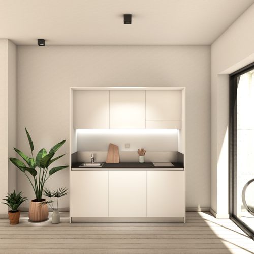 Современная мини-кухня - ARIA 184 - MiniCucine.com - компактная / из меламина / моноблочная