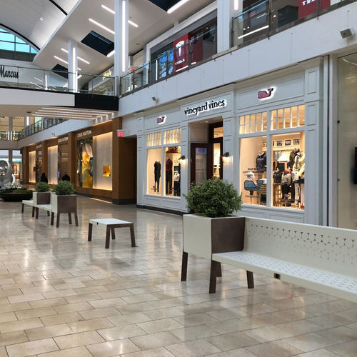 Современная общественная скамейка - MALL ELES - THE ITALIAN LAB SRL - из стального листа / из гальванизированной стали / из стали, покрытой порошком