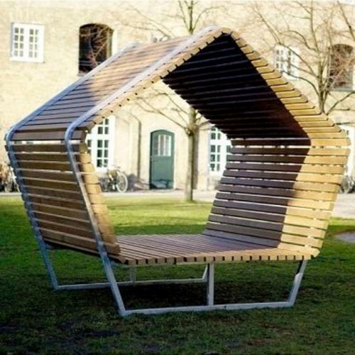 Современная общественная скамейка - URBAN SHELTER RELAX - THE ITALIAN LAB SRL - из композитных материалов / из гальванизированной стали / из дерева