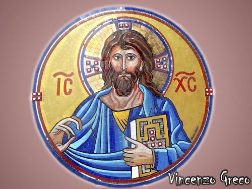 Мозаика из стекла - JESUS PANTOCRATOR  - Vincenzo Greco - полированная / для интерьера / для наружного применения