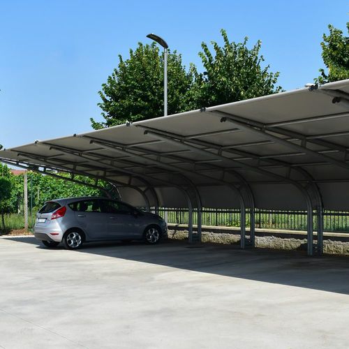 Навес для автомобиля для парковки - CARPORT - Apostoli Daniele - с солнечной батареей / из оцинкованной стали / из ПВХ