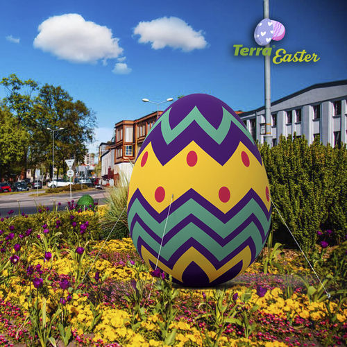 Скульптура пасхальное украшение - Printed inflatable Easter egg 2 - Terra Group - из полиэстера / для наружного применения / напольная