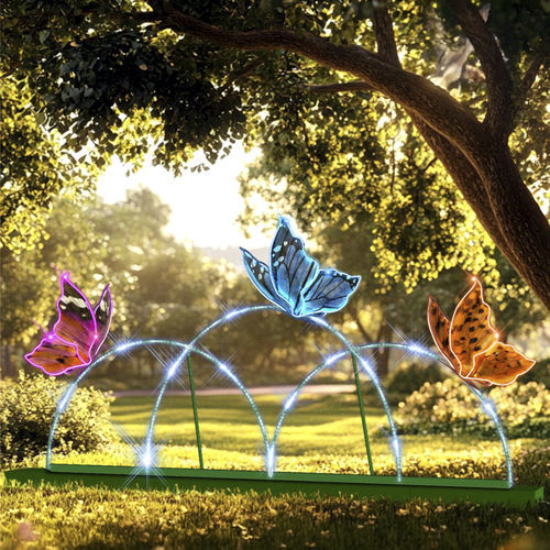 Художественная инсталляция световая (светодиод) - BUTTERFLY 3D ON ARCHES - Terra Group - в форме дуги / отдельностоящая / для общественных мест