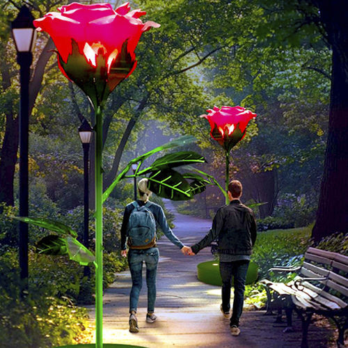 Скульптура для наружного применения - 3D Single Rose - Terra Group - садовая / светящаяся / напольная