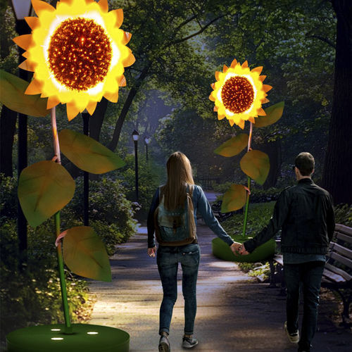 Декоративная художественная инсталляция - 3D Sunflower - Terra Group - светящаяся / городская / напольная