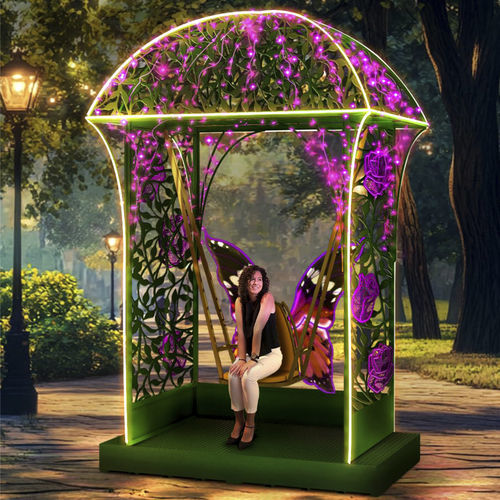 Самонесущая пергола - 3D ARBOR - Terra Group - из окрашенного металла / арочная / со встроенным светодиодным светильником