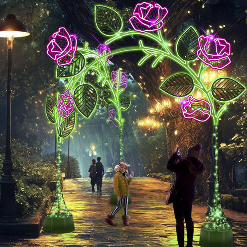 Художественная инсталляция для наружного применения - 3D ROSES - Terra Group - световая (светодиод) / в форме дуги / напольная