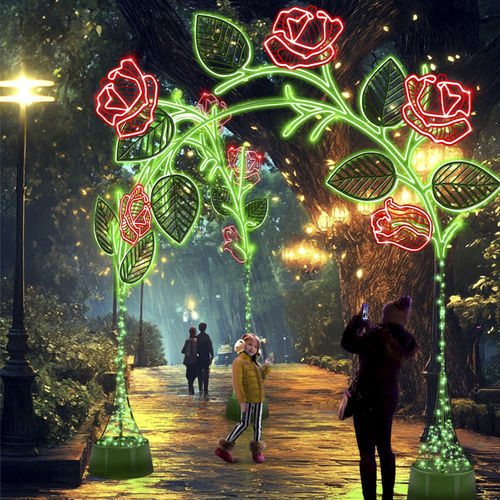 Художественная инсталляция световая (светодиод) - 3D ROSES - Terra Group - в форме дуги / напольная / для общественных мест