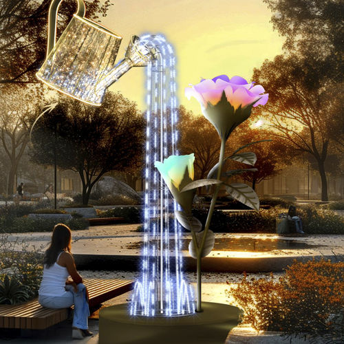 Скульптура для наружного применения - WATERING 3D WITH A ROSE - Terra Group - садовая / световая (светодиод) / отдельностоящая