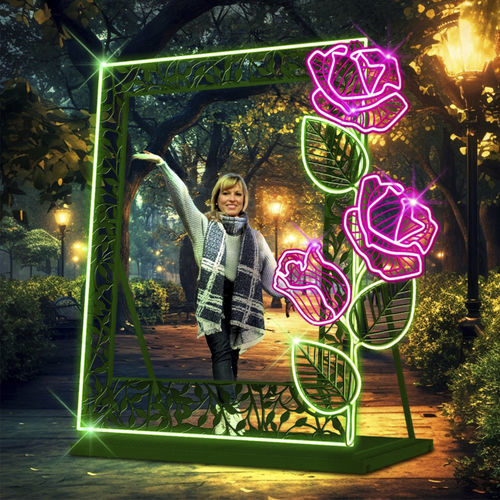 Художественная инсталляция светящаяся - Frame with Roses - Terra Group - для наружного применения / декоративная / городская