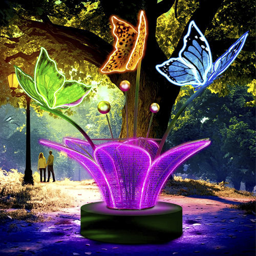 Скульптура для наружного применения - BUTTERFLY 3D ON A FLOWER - Terra Group - садовая / световая (светодиод) / отдельностоящая