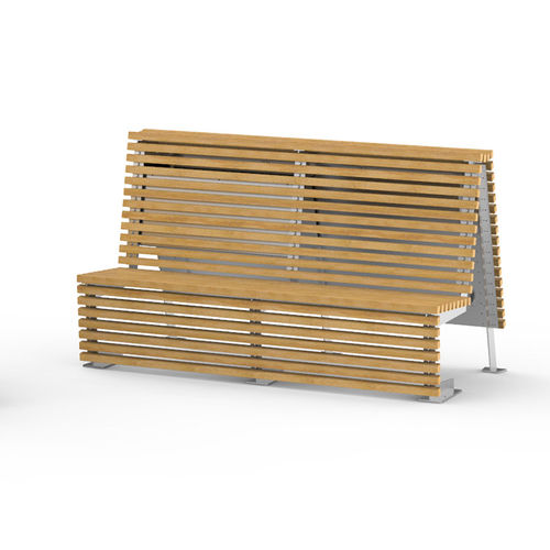Современная общественная скамейка - 02.025.1 - ZANO Street Furniture - из сосны / из нержавеющей стали / из ламината высокого давления
