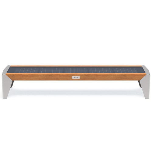 Современная общественная скамейка - PHOTON 02.409 - ZANO Street Furniture - из экзотических пород дерева / из нержавеющей стали / из стекла