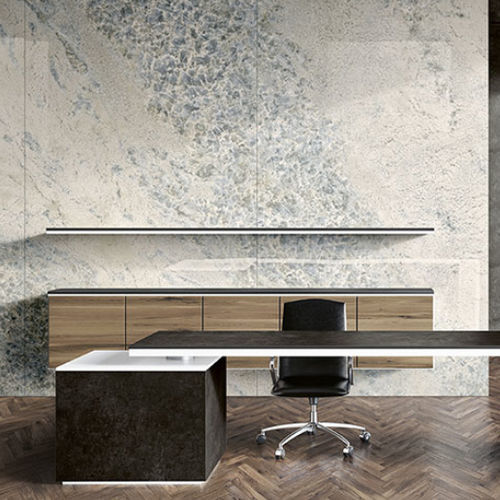 Плитка из фарфора - PIETRA AZZURRA  - StonePeak Ceramics - полированная / для интерьера / для ванной комнаты