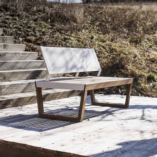 Современная скамейка для сада - BARKA BA120 - egoé - из дерева / из Batyline® / из стали