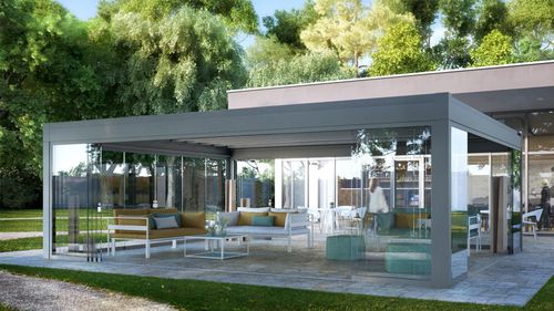 Самонесущая пергола - BINOMIO - GreenDesign - пристроенная к зданию / из алюминия / из экструдированного алюминия
