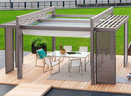 Самонесущая пергола - ARCS - GreenDesign - из дерева / тканевое покрытие / с ручным приводом