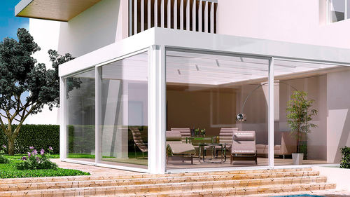 Самонесущая пергола - VIEW - GreenDesign - пристроенная к зданию / из алюминия / из поликарбоната