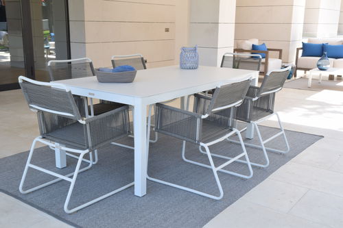 Современный обеденный стол - LUNCH 6 - GreenDesign - из алюминия / из Solid Surface / прямоугольный