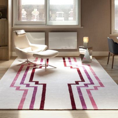 Современный ковер - DECO PINK - Jacaranda - c геометрическим рисунком / из шелка / из новозеландской шерсти