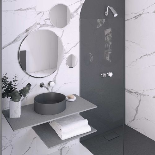 Столешница для раковины из полимера - Modern - QUARE DESIGN - по индивидуальному заказу / для профессионального использования / со встроенными полотенцесушителями