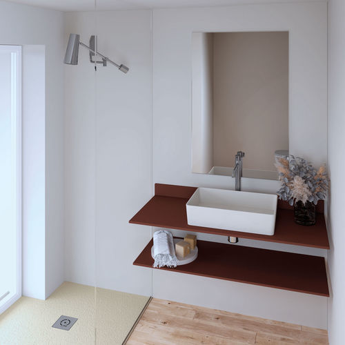 Столешница для раковины из полимера - Energy - QUARE DESIGN - по индивидуальному заказу / для профессионального использования / со встроенными полотенцесушителями