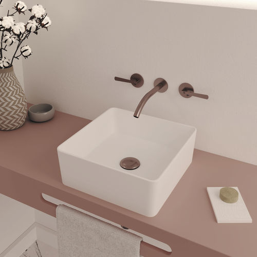 Настольная раковина - Trace - QUARE DESIGN - из полимера / на заказ / квадратная