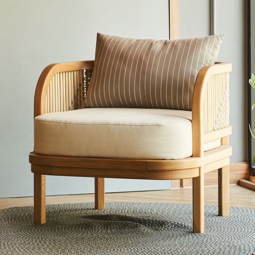 Современное кресло - BUND - Corner 43 Decor - из ткани / из дерева / со съемной подушкой
