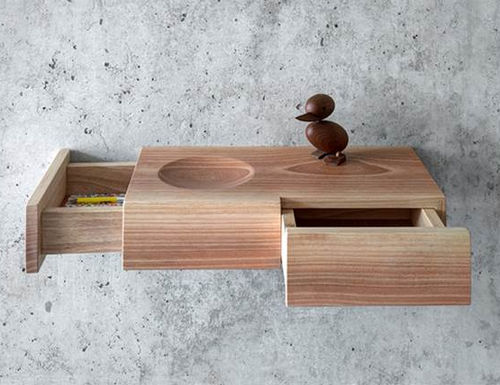 Настенный стеллаж - BÀUTI SMALL - Fioroni Design - современный / из орехового дерева / из цельной древесины