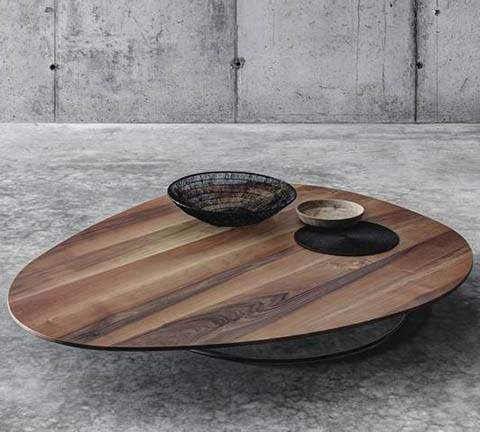 Современный журнальный столик - SOGLIO - Fioroni Design - из орехового дерева / из каштана / с основанием из стали