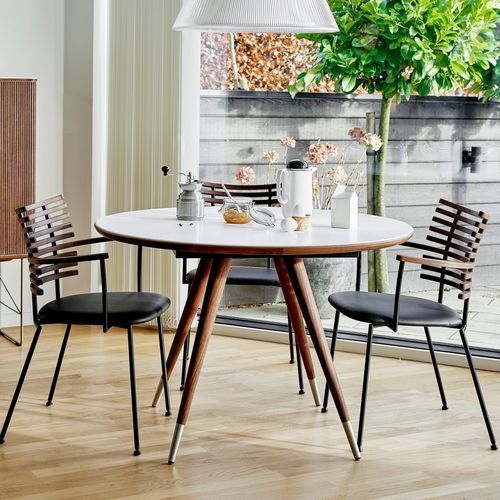 Современный обеденный стол - GM 3972-82  - Naver Collection - из Corian® / с основанием из цельной древесины / круглый